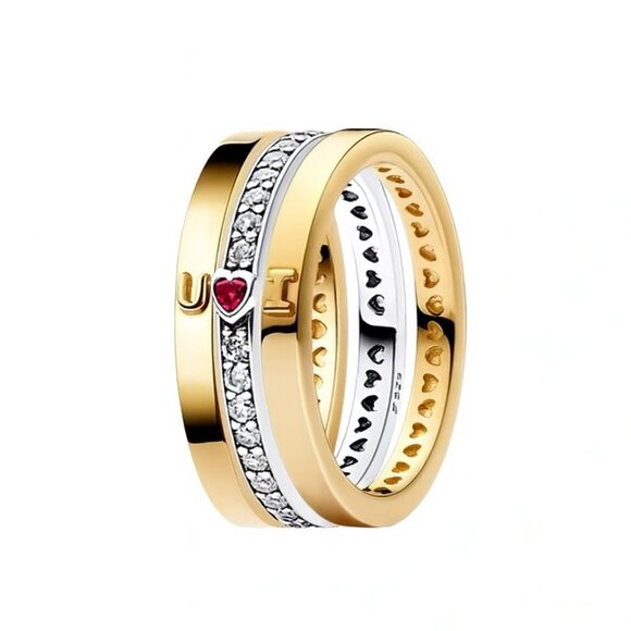 Pandora Jewelry - “Love U” Rings Trio in Size 8
